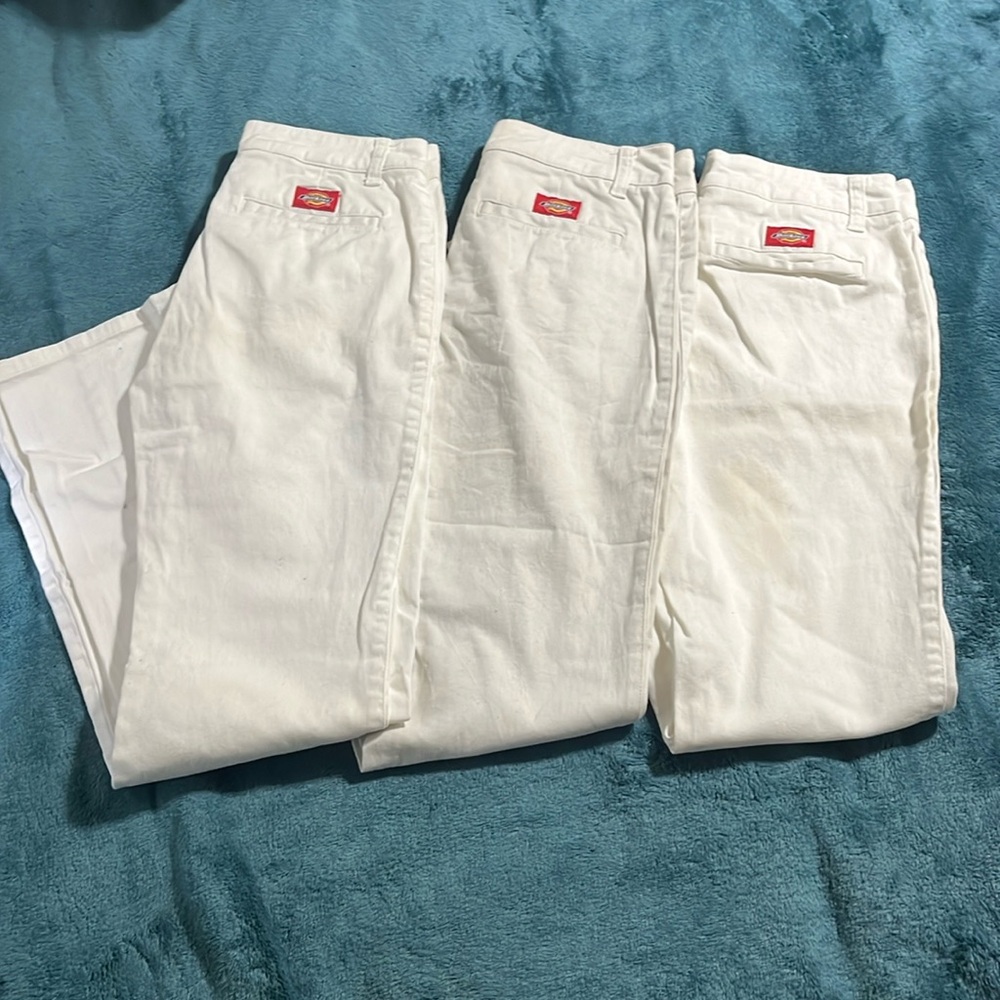 3 Pairs: White Dickies Straight Leg Pants